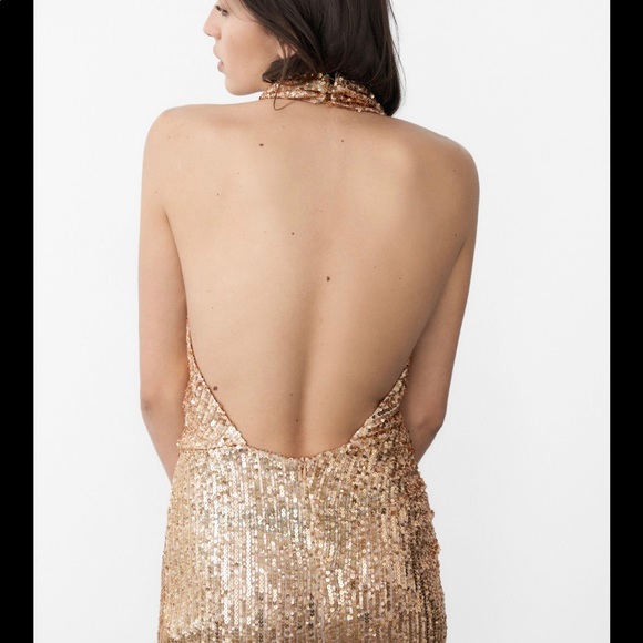 ZARA GOLD SEQUIN DRESS - Picture 8 of 14